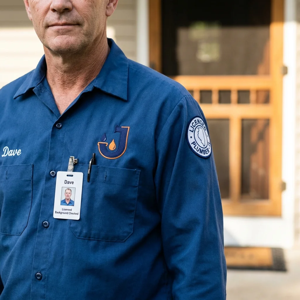 Licensed plumber showing ID badge in Anamosa, IA