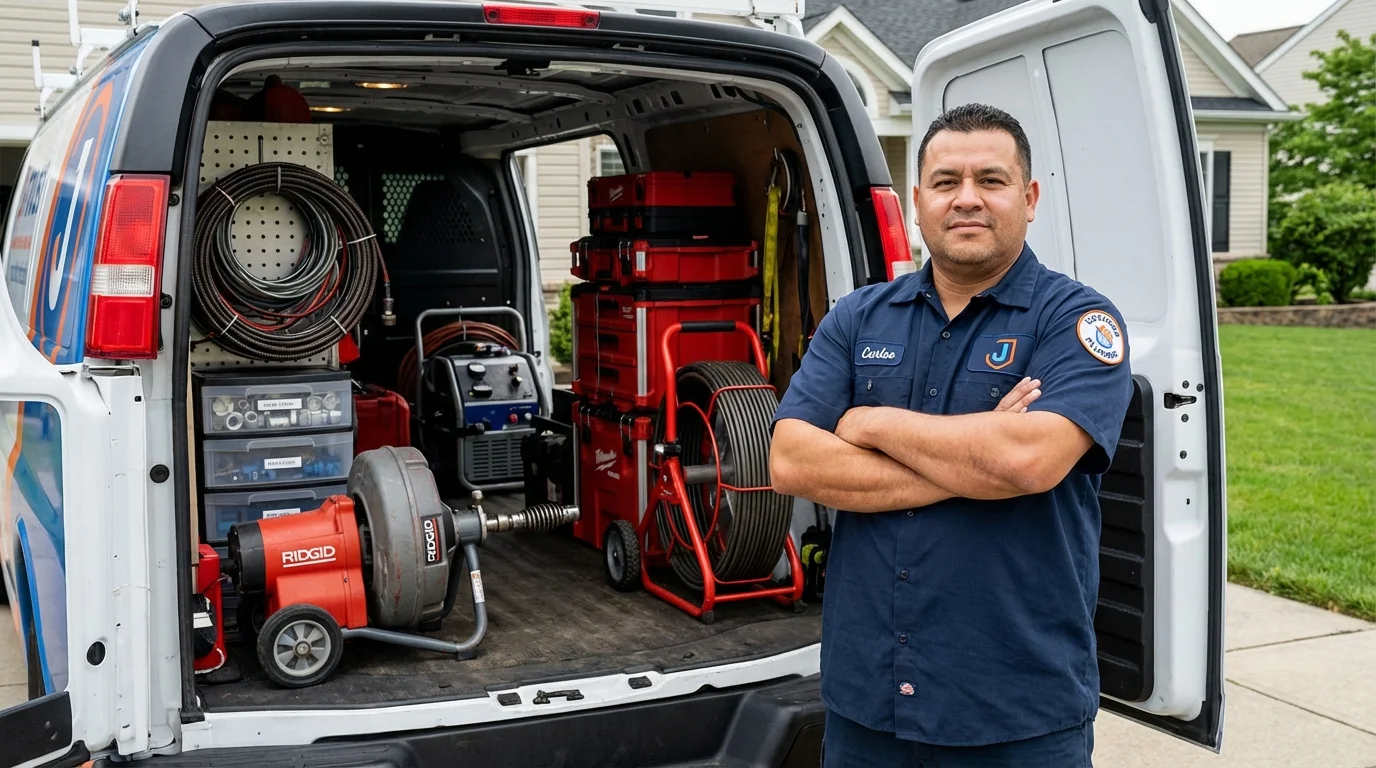 Professional drain cleaning equipment and Johns Plumbing LLC plumber in Anamosa