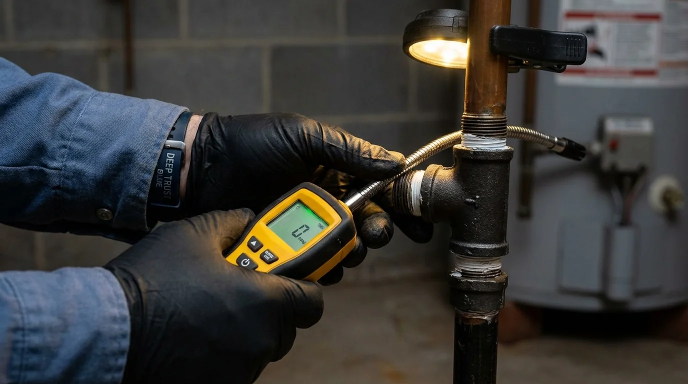 Gas leak detection with electronic sniffer by Johns Plumbing LLC in Anamosa
