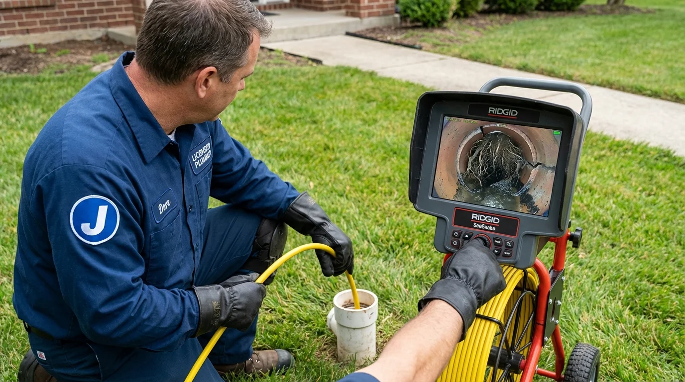 Sewer camera inspection being performed by Johns Plumbing LLC in Anamosa